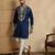 Men's blue silk blend embroidered design solid kurta with trousers – trendy festive & wedding wear