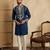 Men's blue silk blend embroidered design solid kurta with trousers – trendy festive & wedding wear