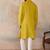 Men's yellow silk blend embroidered design solid kurta with trousers – trendy festive & wedding wear