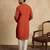 Men's orange silk blend embroidered solid kurta – stylish festive ethnic wear