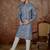Men's blue viscose rayon embroidered floral kurta – stylish festive ethnic wear