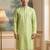 Men's green jacquard woven design ethnic motifs kurta with trousers – trendy festive & wedding wear