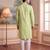 Men's green jacquard woven design ethnic motifs kurta with trousers – trendy festive & wedding wear