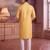 Men's yellow jacquard woven design ethnic motifs kurta with trousers – trendy festive & wedding wear