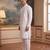 Men's white pure cotton woven design ethnic motifs kurta with trousers – trendy festive & wedding wear