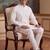Men's white pure cotton woven design ethnic motifs kurta with trousers – trendy festive & wedding wear