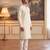 Men's off white jacquard woven design ethnic motifs kurta with trousers – trendy festive & wedding wear