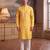 Men's yellow jacquard woven design ethnic motifs kurta – stylish festive ethnic wear