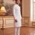 Men's white pure cotton woven design ethnic motifs kurta with trousers – trendy festive & wedding wear