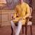 Men's yellow jacquard woven design ethnic motifs kurta – stylish festive ethnic wear