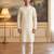 Men's off white jacquard woven design ethnic motifs kurta – stylish festive ethnic wear