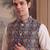 Men's blue silk blend patola print mandarin collar koti – trendy ethnic festive & wedding wear