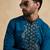 Men's blue silk blend embroidered solid kurta with trousers – trendy festive & wedding wear