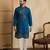 Men's blue silk blend embroidered solid kurta with trousers – trendy festive & wedding wear