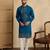 Men's blue silk blend embroidered solid kurta with trousers – trendy festive & wedding wear