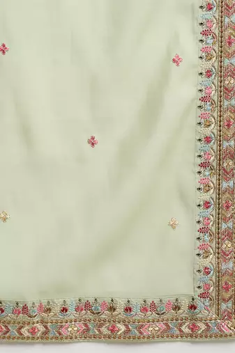 Men's green silk blend embroidered sequin kurta, trouser & dupatta set trendy festive & wedding wear