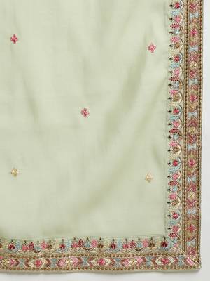Men's green silk blend embroidered sequin kurta with dupatta – trendy festive & wedding wear 5