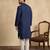 Men's navy blue silk blend embroidered solid kurta – stylish festive ethnic wear