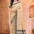 beige with black silk blend woven work traditional saree