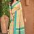 beige with teal blue silk blend woven work traditional saree
