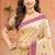 beige with wine silk blend woven work traditional saree