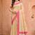 beige with rani pink silk blend woven work traditional saree