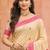 beige with rani pink silk blend woven work traditional saree