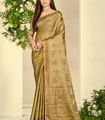 olive green silk blend woven work traditional saree
