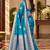 turquoise blue satin woven work traditional saree