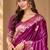 magenta satin woven work traditional saree