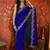 Blue tissue satin embroidered saree with unstitched blouse piece.