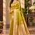lime yellow satin woven work traditional saree