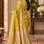 lime yellow satin woven work traditional saree