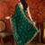 Bottle green tissue satin embroidered saree with unstitched blouse piece.