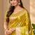 lime yellow satin woven work traditional saree