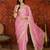Pink tissue satin embroidered saree with unstitched blouse piece.