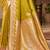 lime yellow satin woven work traditional saree
