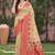 beige with red silk blend woven work traditional saree