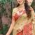 beige with red silk blend woven work traditional saree