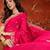 Rani tissue satin embroidered saree with unstitched blouse piece.