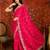Rani tissue satin embroidered saree with unstitched blouse piece.