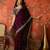 Wine tissue satin embroidered saree with unstitched blouse piece.
