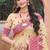 beige with pink silk blend woven work traditional saree
