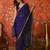 Purple tissue satin embrellished saree with unstitched blouse piece.