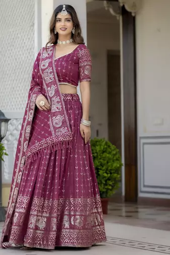 Designer Foil Printed Lehenga Choli Set 