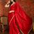 Red tissue satin embrellished saree with unstitched blouse piece.