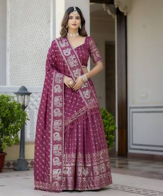 Designer Foil Printed Lehenga Choli Set  3