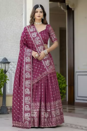 Designer Foil Printed Lehenga Choli Set 