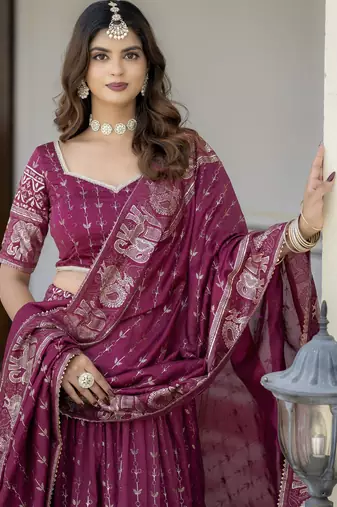 Designer Foil Printed Lehenga Choli Set 