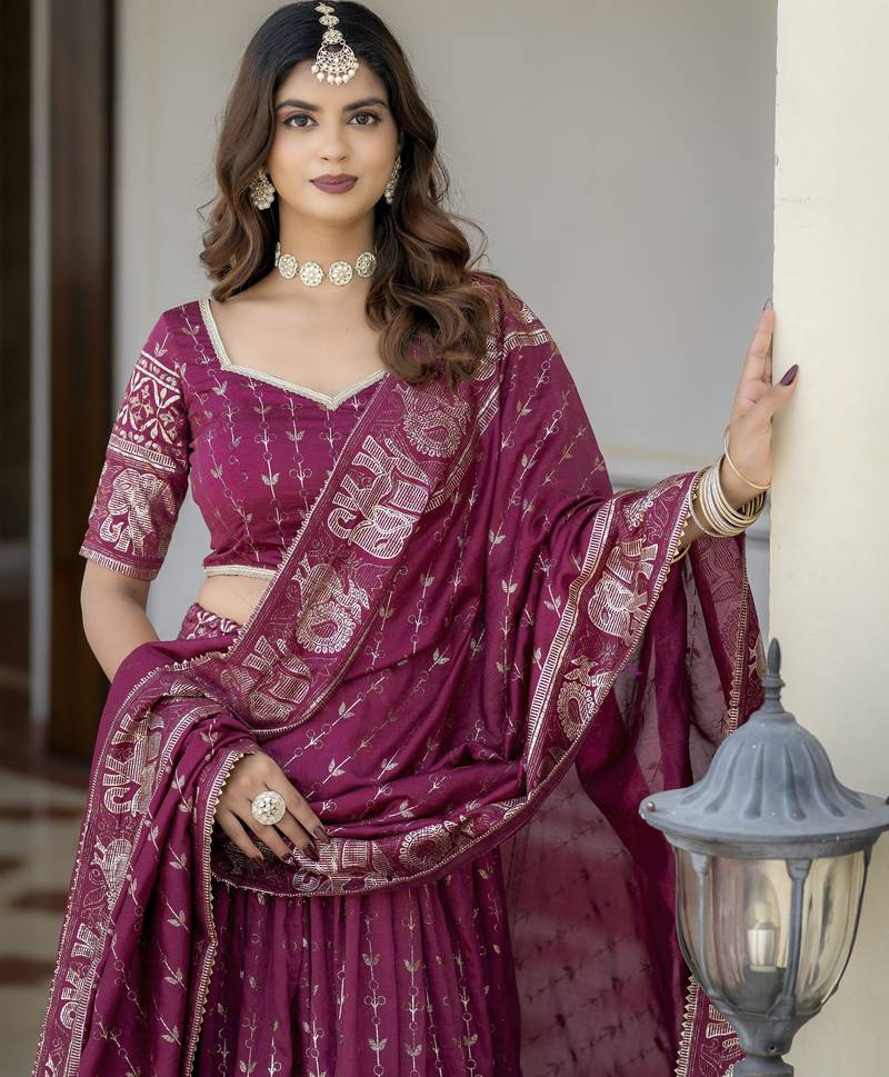 Designer Foil Printed Lehenga Choli Set 